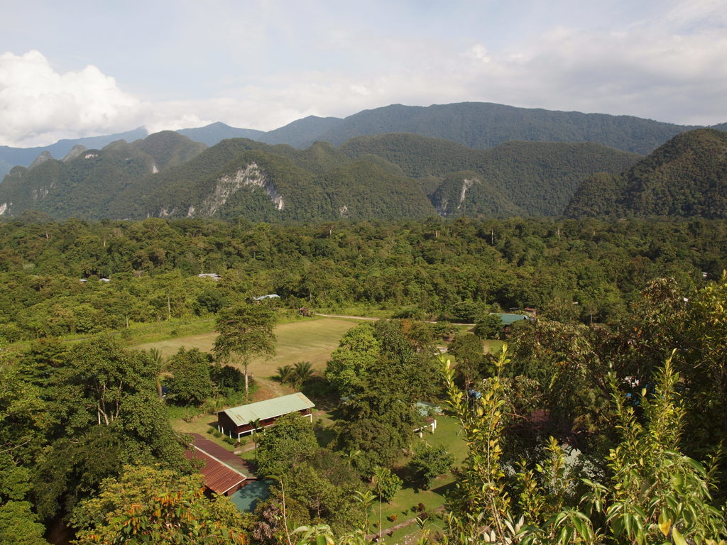 Uitzicht op regenwoud en bergen in Maleisisch Borneo tijdens een familiereis.
