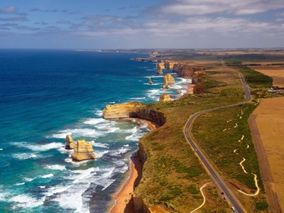 Panorama van de Twelve Apostles langs de Great Ocean Road bij Port Campbell National Park, Australië.