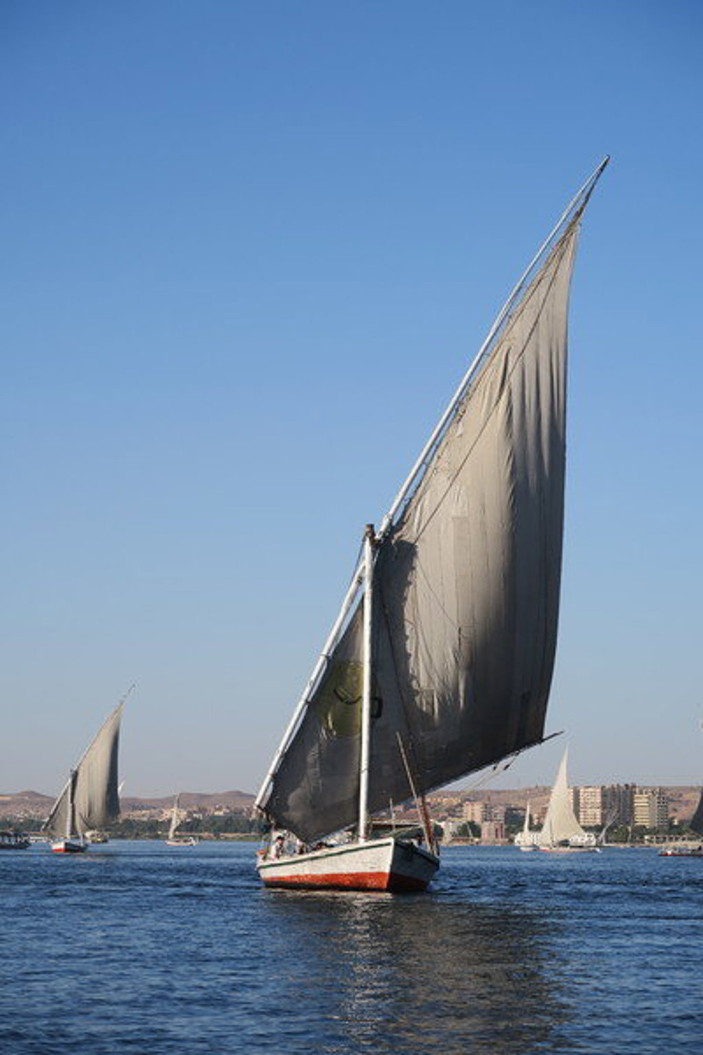 Feloucca zeilboot op de Nijl bij Aswan tijdens groepsrondreis Egypte Kort.