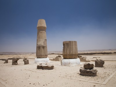 Ruïnes van de tempel van Achnaton in Amarna langs de Route Egypte.