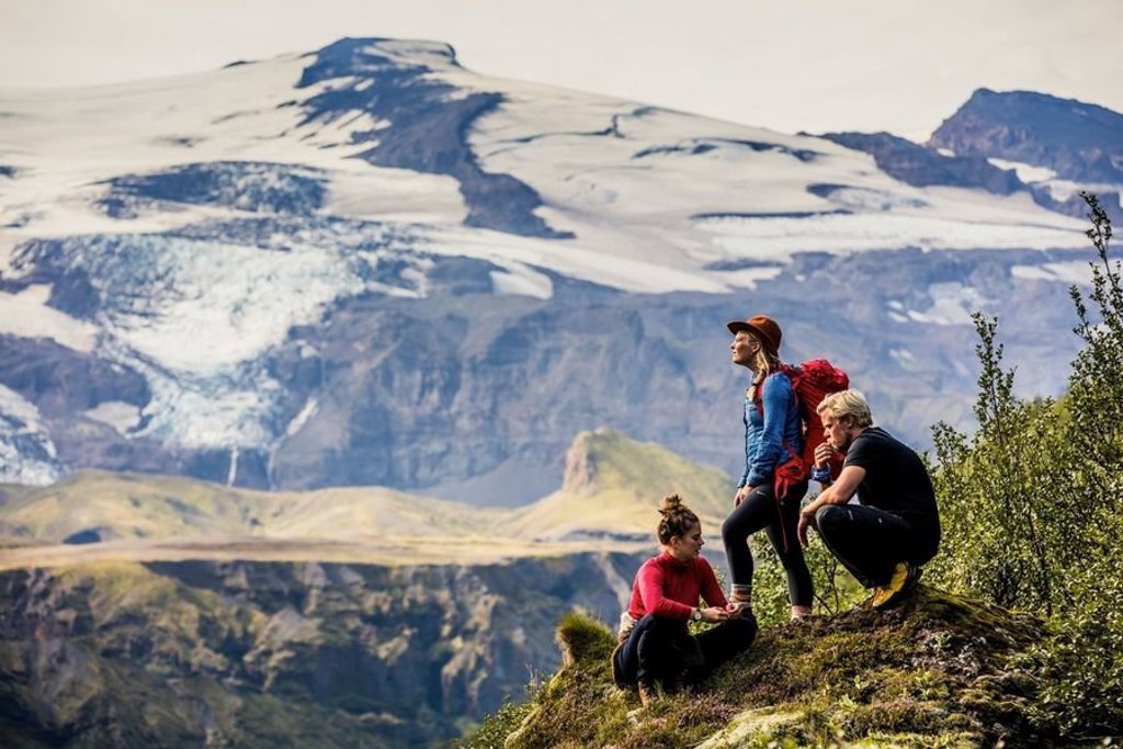 Besneeuwde bergtoppen en dennenbomen in een winterlandschap tijdens een 22-35ers reis IJsland.