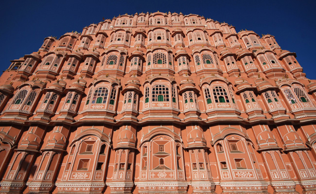 Hawa Mahal (Paleis van de Winden) in Jaipur tijdens een familiereis India en Nepal.