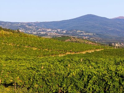 Berglandschap langs de route door Albanië, Kosovo en Noord-Macedonië.