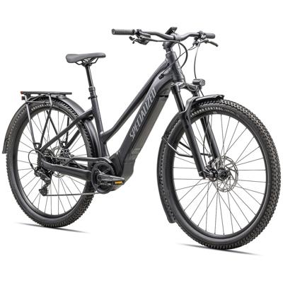 Zwarte e-bike (elektrische fiets) voor een fietsreis in Toscane.