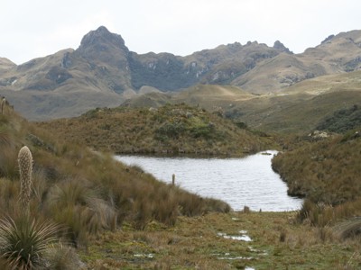 Berglandschap in Ecuador met hoogvlakte en klein meer, onderdeel van de route Ecuador en Galapagos.