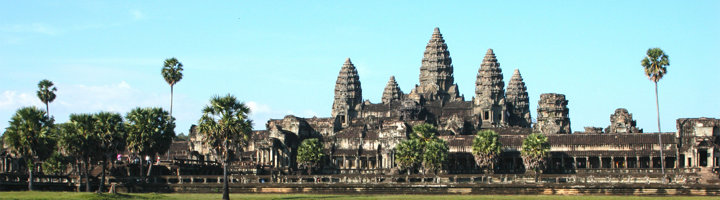 Angkor Wat tempelcomplex bij Siem Reap, een van de bekendste bezienswaardigheden van Cambodja.