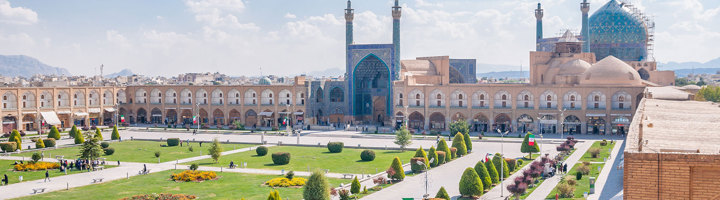 Imam-moskee en Naqsh-e Jahan-plein in Isfahan, Iran, tijdens rondreizen Iran.
